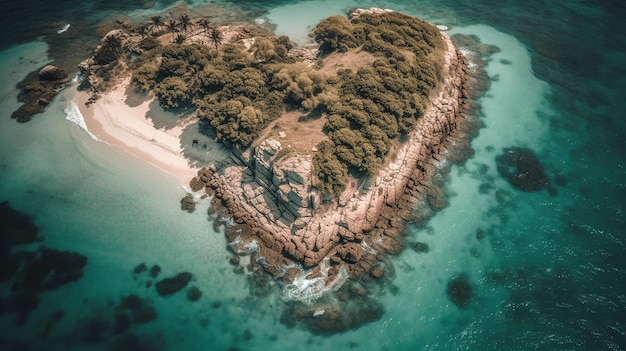 写真 心臓の形をしたパラダイス島の空中写真