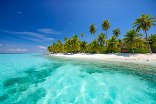 Paradise island with palm trees and crystal clear waters