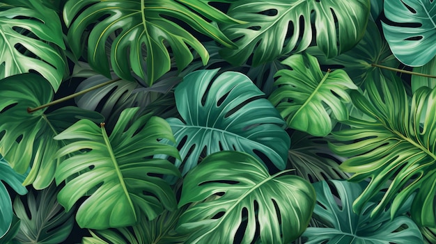 Paradise of tropical leaves a background of bright and lush leaves in a tropical style AI generate