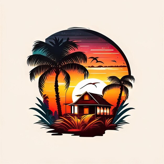 Photo paradise tropical logo design tshirt