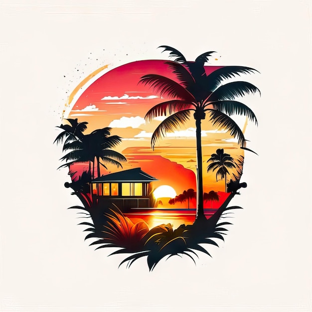 Premium AI Image | Paradise tropical logo design tshirt