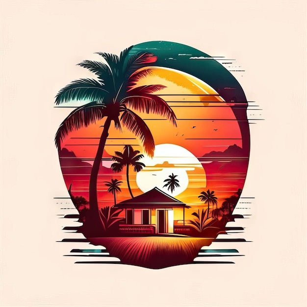 Foto maglietta con logo tropicale paradise