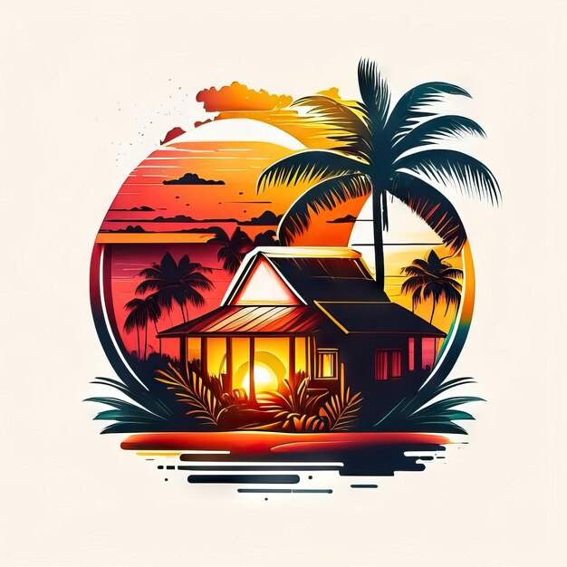 Premium AI Image | Paradise tropical logo design tshirt