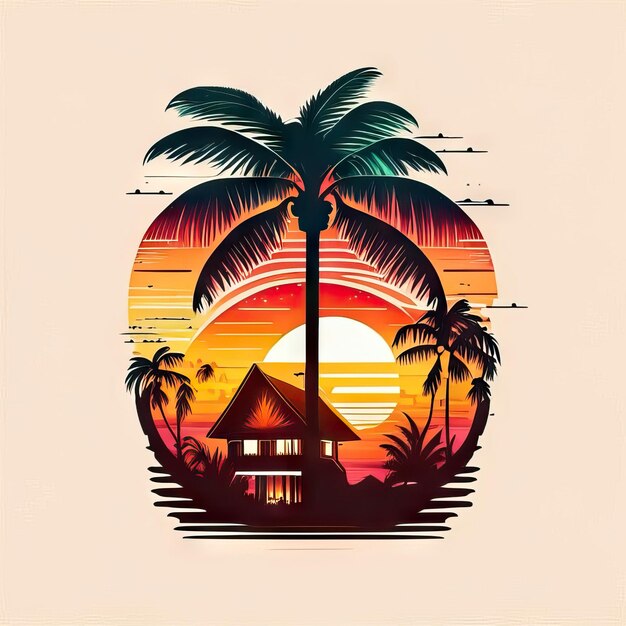 Foto maglietta con logo tropicale paradise