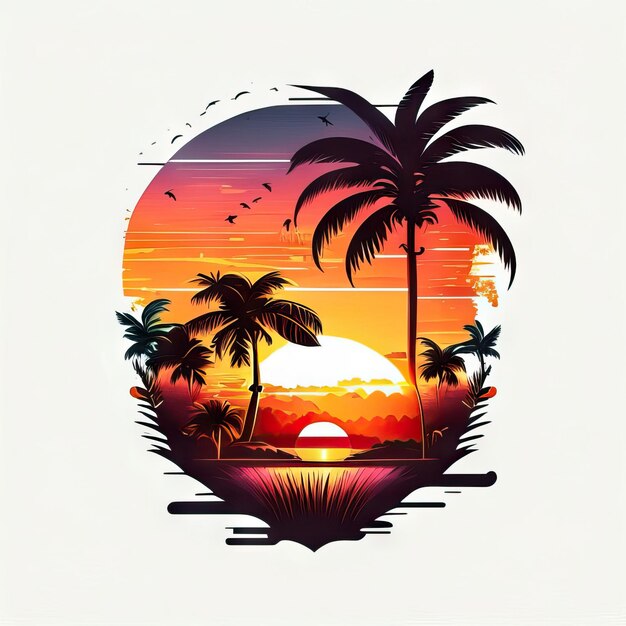 Foto maglietta con logo tropicale paradise