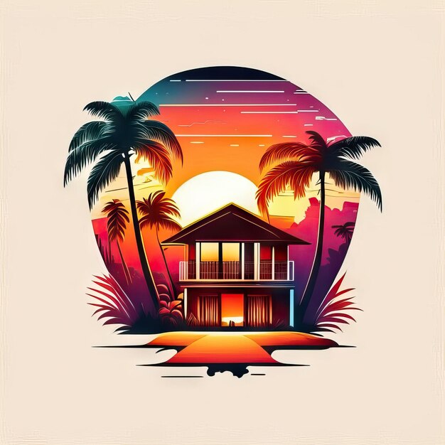 Premium AI Image | Paradise tropical logo design tshirt