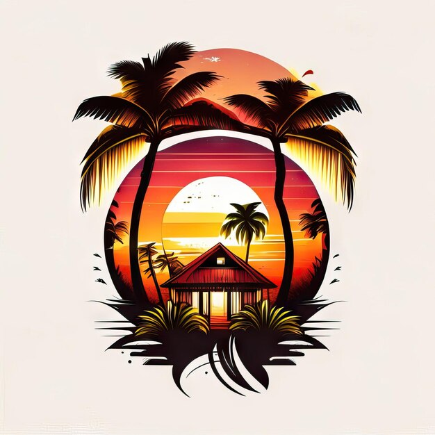 Foto maglietta con logo tropicale paradise