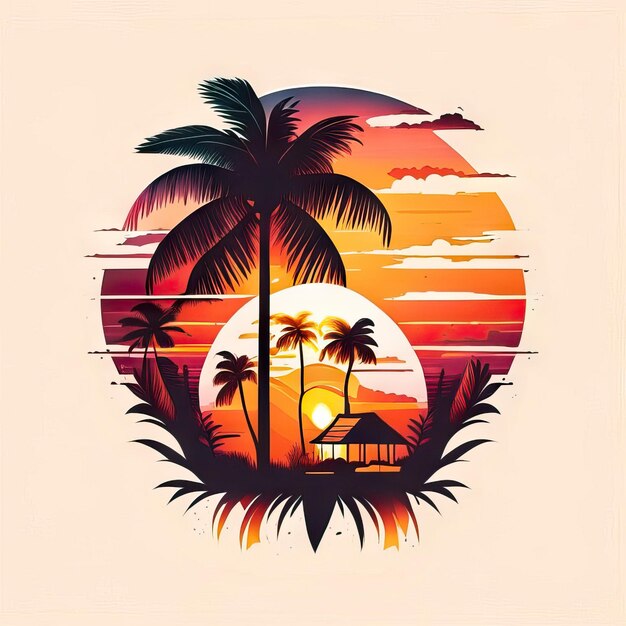 Photo paradise tropical logo design tshirt