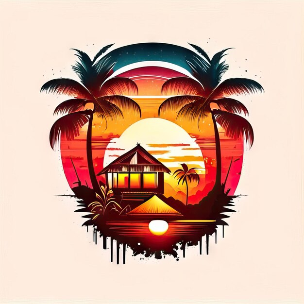 Paradise tropical logo design tshirt