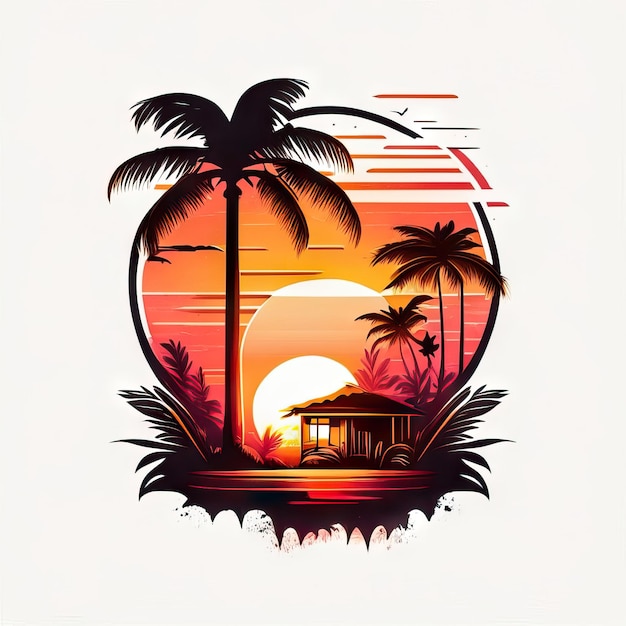 Foto paradise tropisch logo ontwerp t-shirt