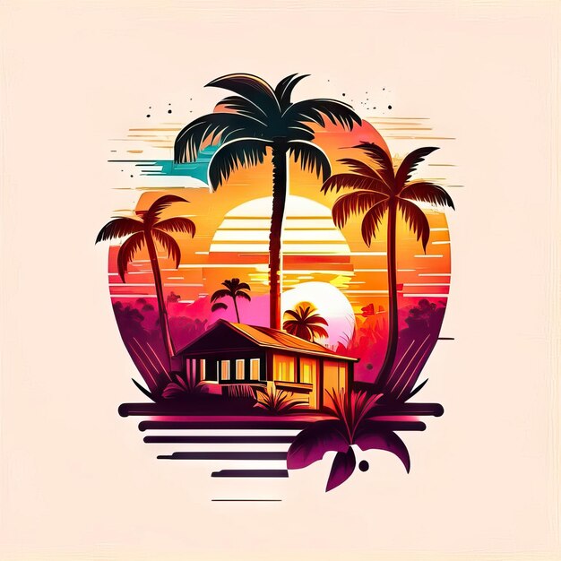 Paradise tropisch logo ontwerp t-shirt