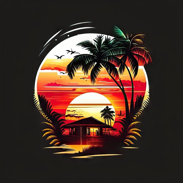 Foto paradise tropisch logo ontwerp t-shirt