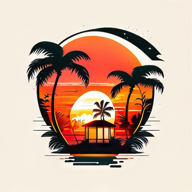 Foto paradise tropisch logo ontwerp t-shirt