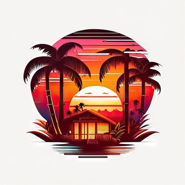 Paradise tropisch logo ontwerp t-shirt