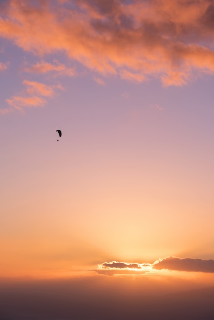 Paraglide shilouette at sunset