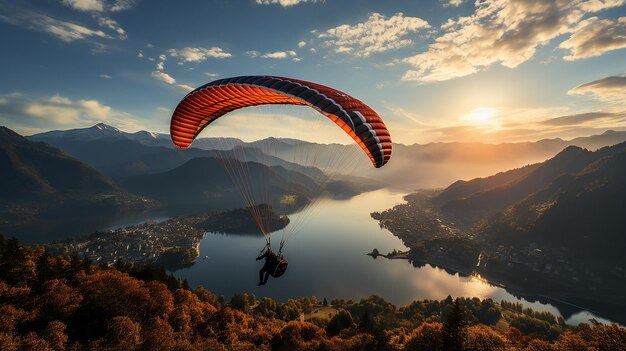 Paraglider over de zee tegen de achtergrond