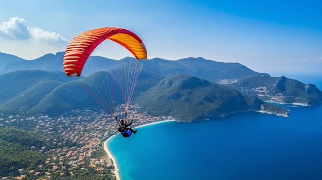 Paragliding in the sky AI Generative