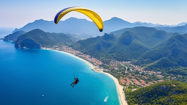 Paragliding in the sky AI Generative