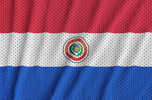 Paraguay flag printed on a polyester nylon sportswear mesh fabric