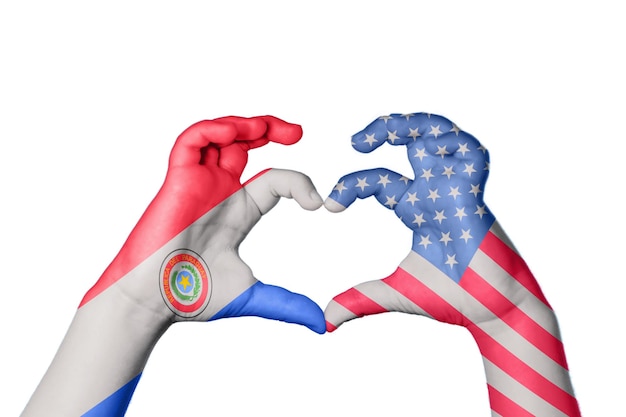 Paraguay United States Heart Hand gesture making heart Clipping Path