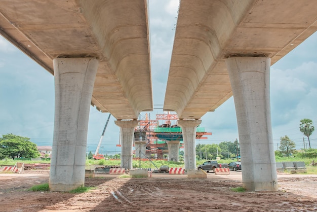 Parallel bridge way under contructioncountrysidelong bridgetollwayThe road outside