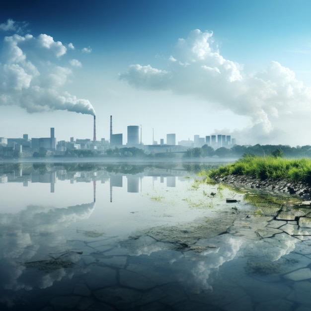 Parallel Realities A HighResolution Photorealistic Background Image Depicting Pollution's Duality