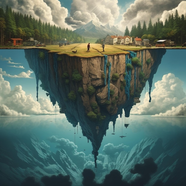 Photo a parallel universe where everything is upside down