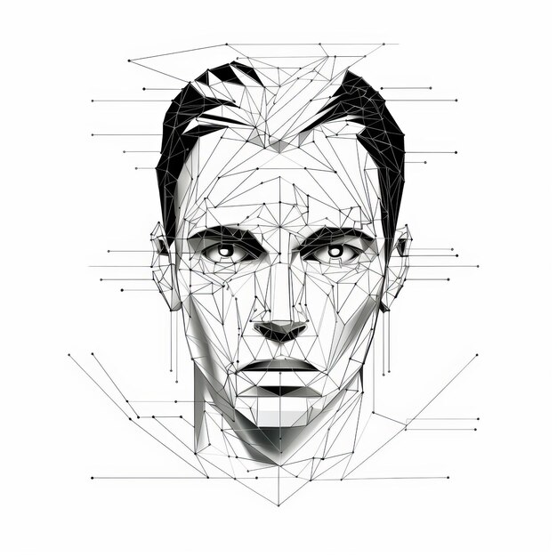 Параллельный векторный минимализм Инженерное лицо в портрете графического дизайна