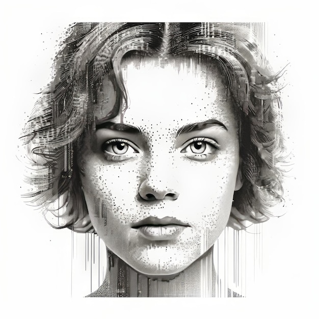 Parallel Vector Pointillism Modern Teenager Face Illustration