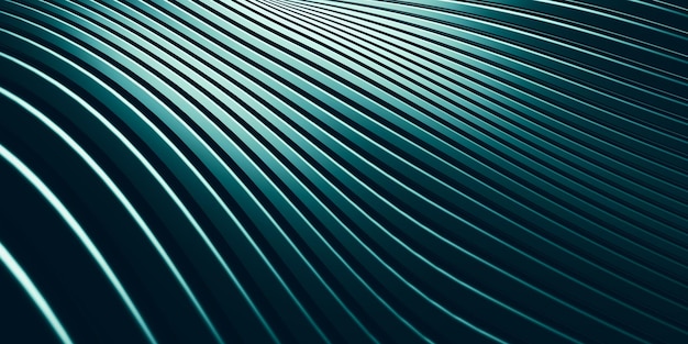 Parallelle lijnen krommen vervormde vormen plastic buis oppervlak moderne abstracte 3d illustratie