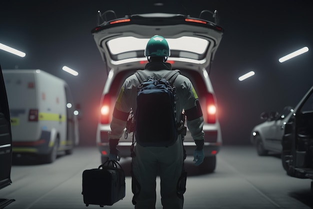 Paramedic and ambulance Neural network AI generated