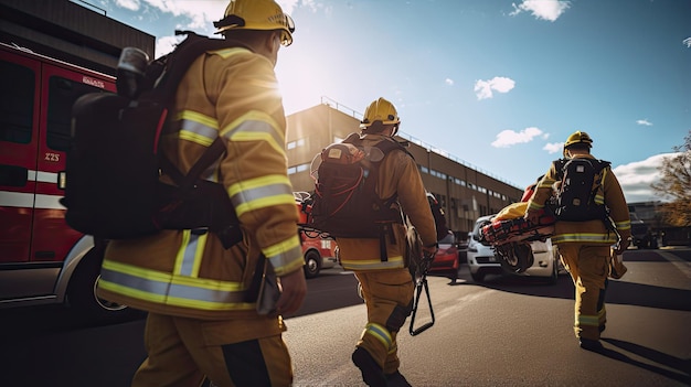 Paramedics rushing to provide medical aid