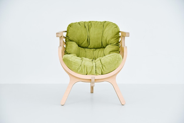 parametric plywood armchair shell green front