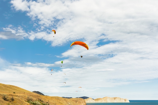 Paraplane flying high up