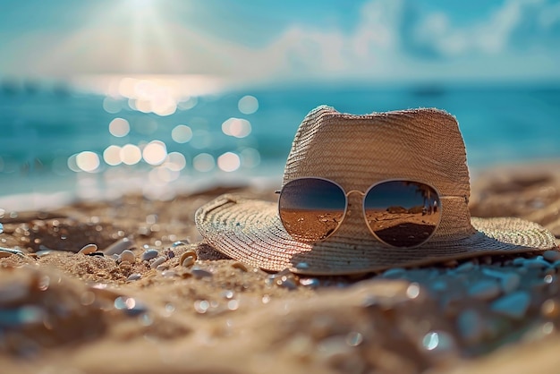 Paraplu's, zonnebrillen enz. zijn geweldig voor het opnemen van de zonnebrand op het strand in de zomer.