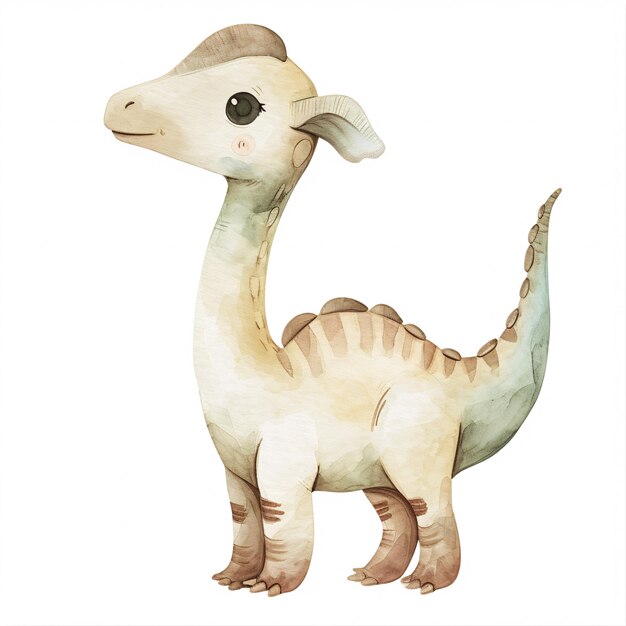 Foto parasaurolophus dinosaur cartoon personage waterverf handgemaakte stijl illustratie clipart