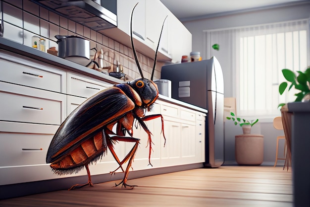 Parasite cockroach in the kitchen Generative AI