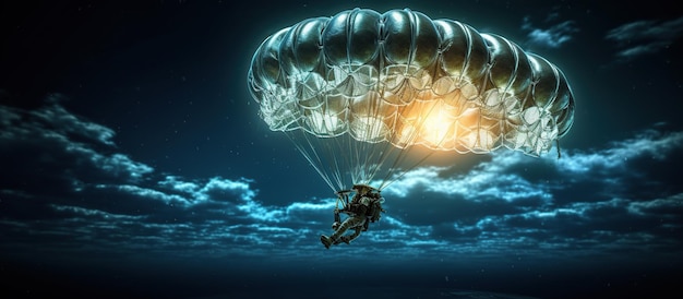 paratrooper in the night sky Generative AI