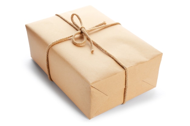 Parcel gift box isolated