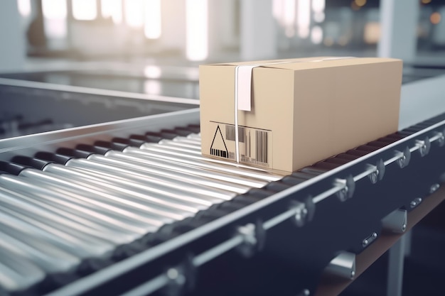 parcel is on the conveyor belt Concept of automatic shipping generated by AI