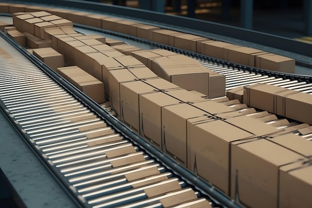 Parcels at the sorting station Generative AI