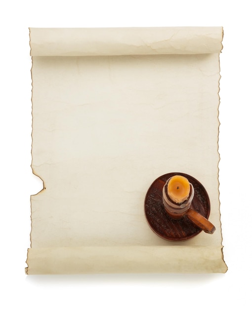 Parchment scroll isolated on white background