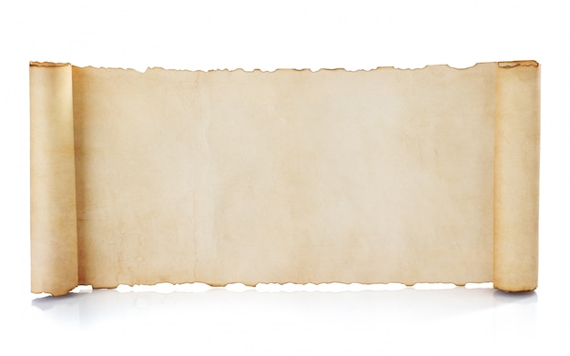 Photo parchment scroll isolated on white