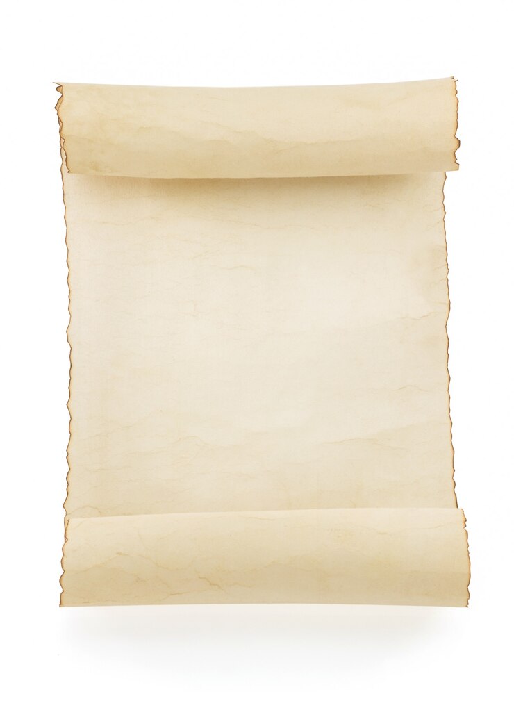Photo parchment scroll isolated on white
