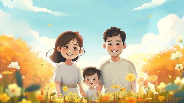 parent and child in the field illustration