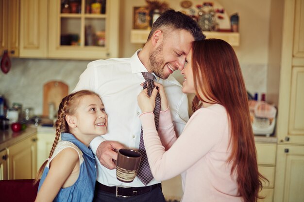 parent girl handsome together cup