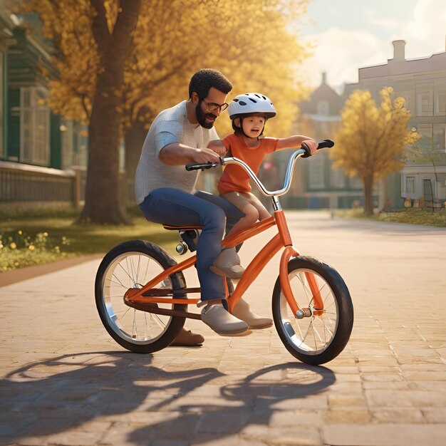 子供に初めて自転車に乗る方法を教える親