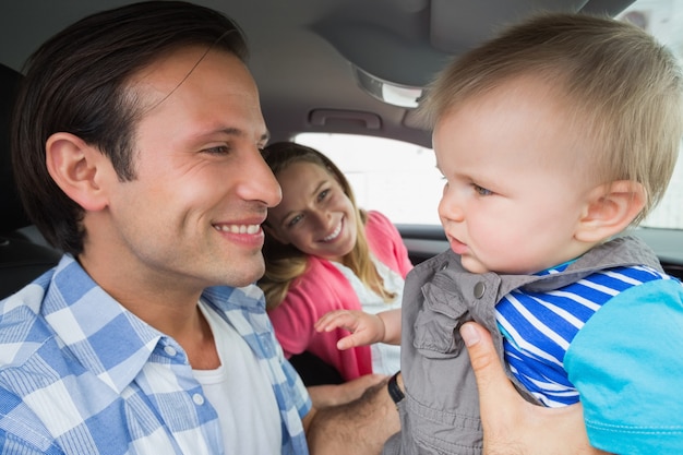 Parents and baby on a drive