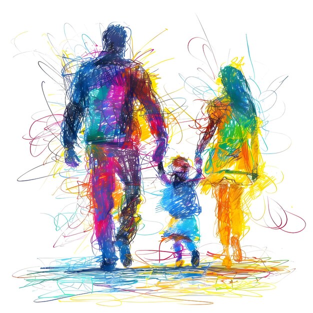 Photo parents day colorful scribble ai generated