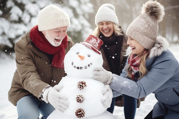 Photo parents having fun with daughter come on holiday to visit